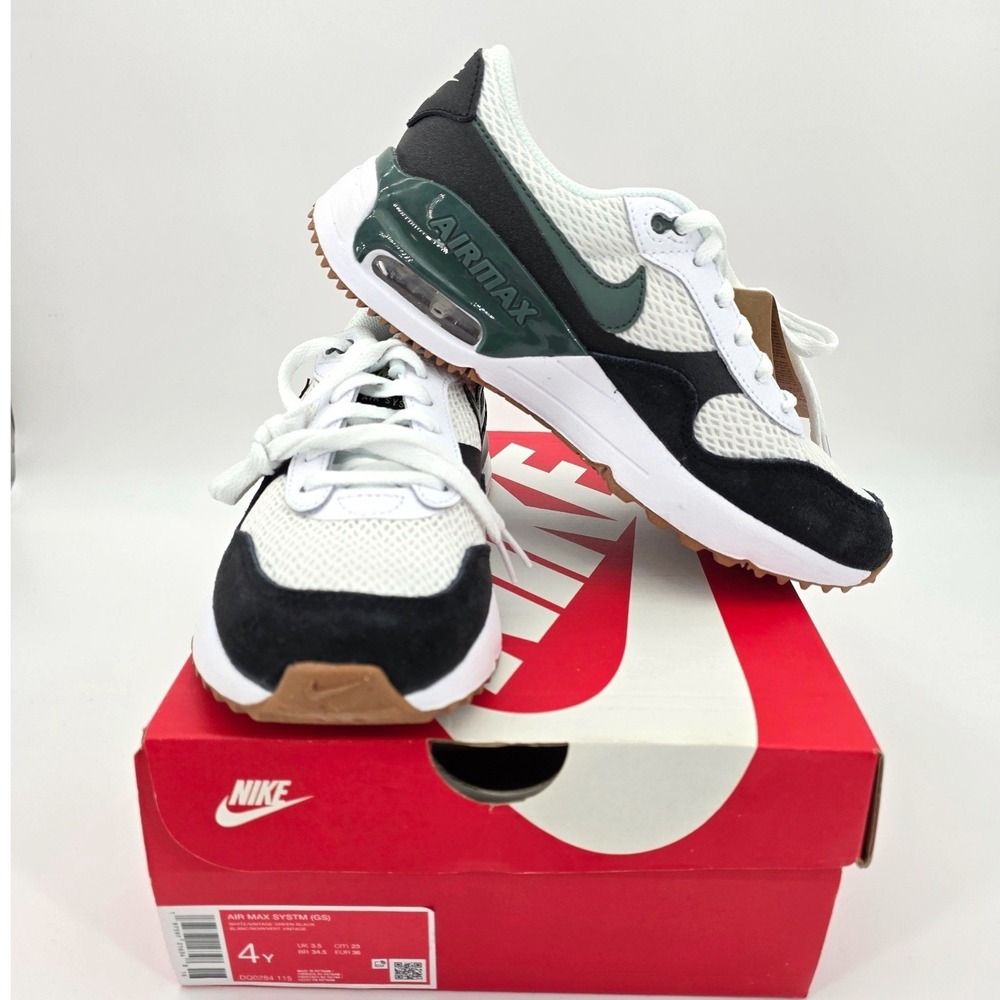 Nike Air Max SYSTM Sneakers Kids 4Y White Green Retro Everyday School Shoes